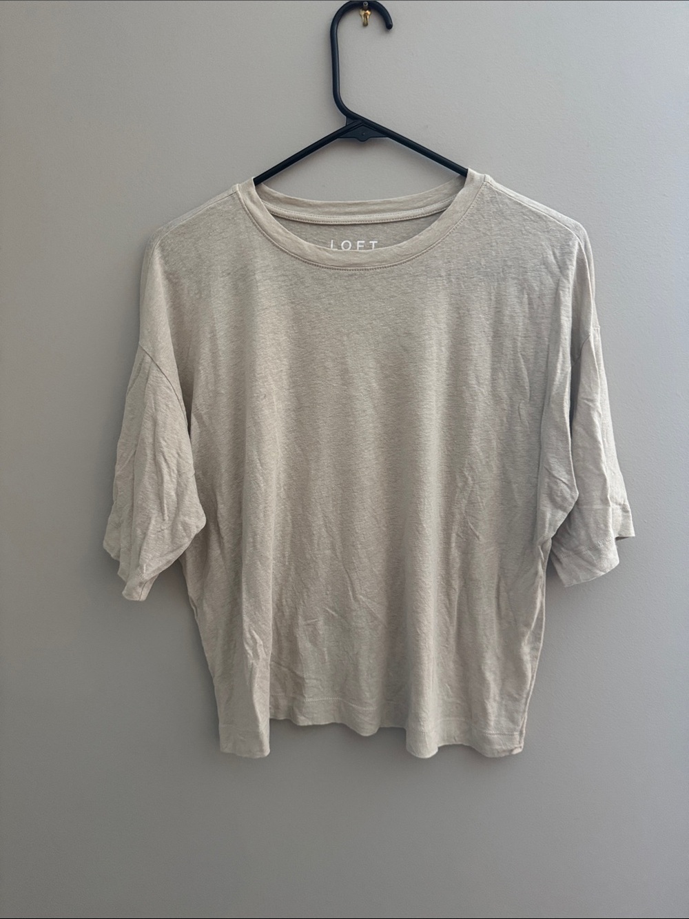 LOFT Boxy Short-Sleeve Tee in Light Taupe